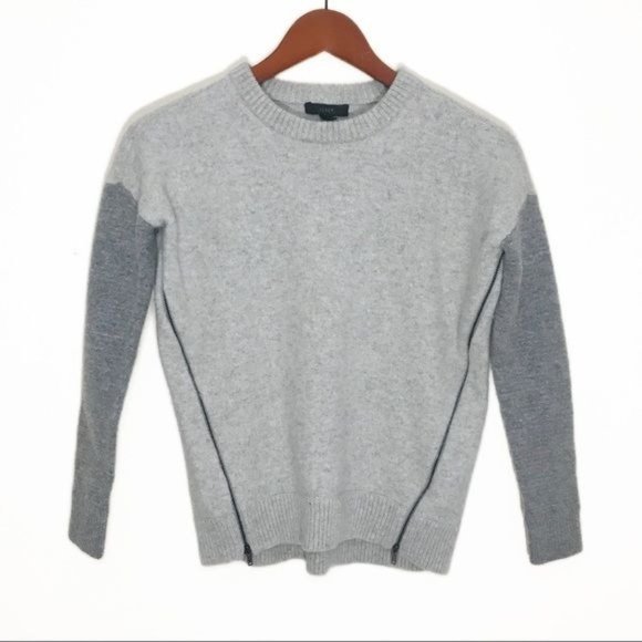 J. Crew Wool Zip Sides Colorblock Sleeves Sweater Size X-Small - Picture 1 of 3